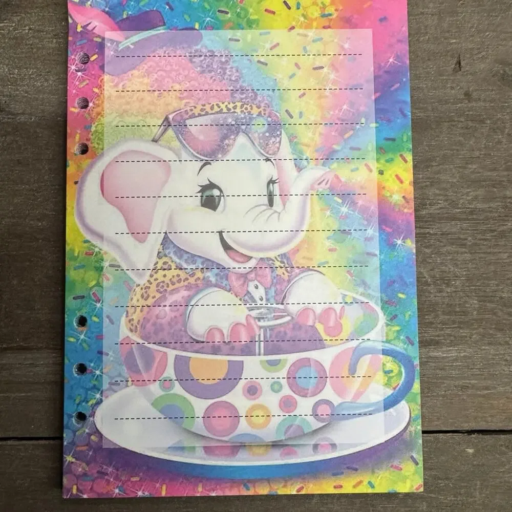 Lisa Frank Inspired Elephant Size A5 Refill Paper (50 Sheets)